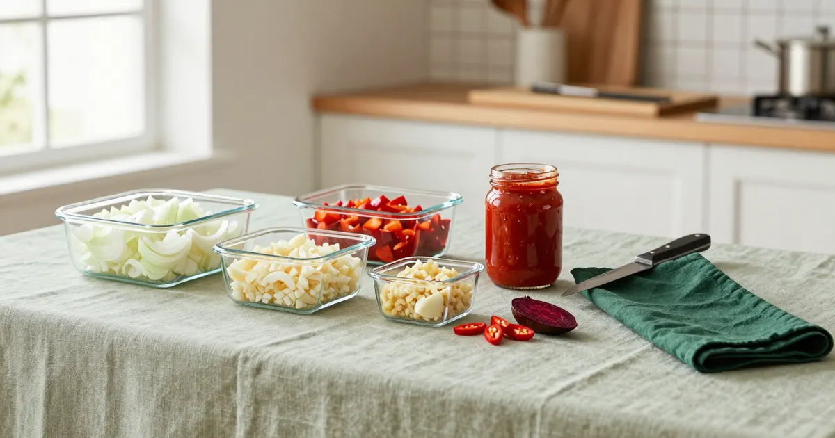 AI-generated photograph: prep like a restaurant kitchen: a weekend plan