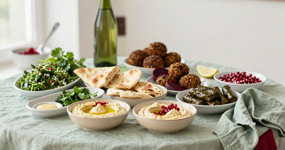 AI-generated photograph: middle eastern dishes on a table