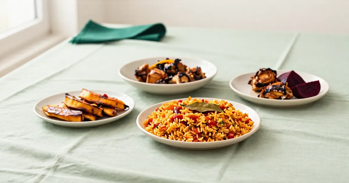 AI-generated photograph: nigerian dishes on a table