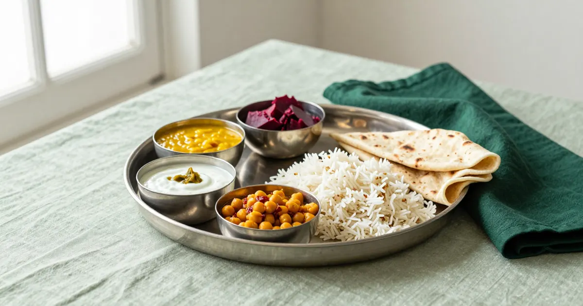 AI-generated photograph: south asian dishes on a table