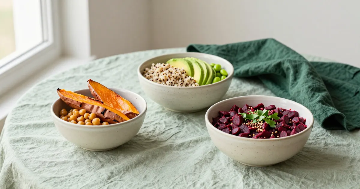 AI-generated photograph: vegan dishes on a table