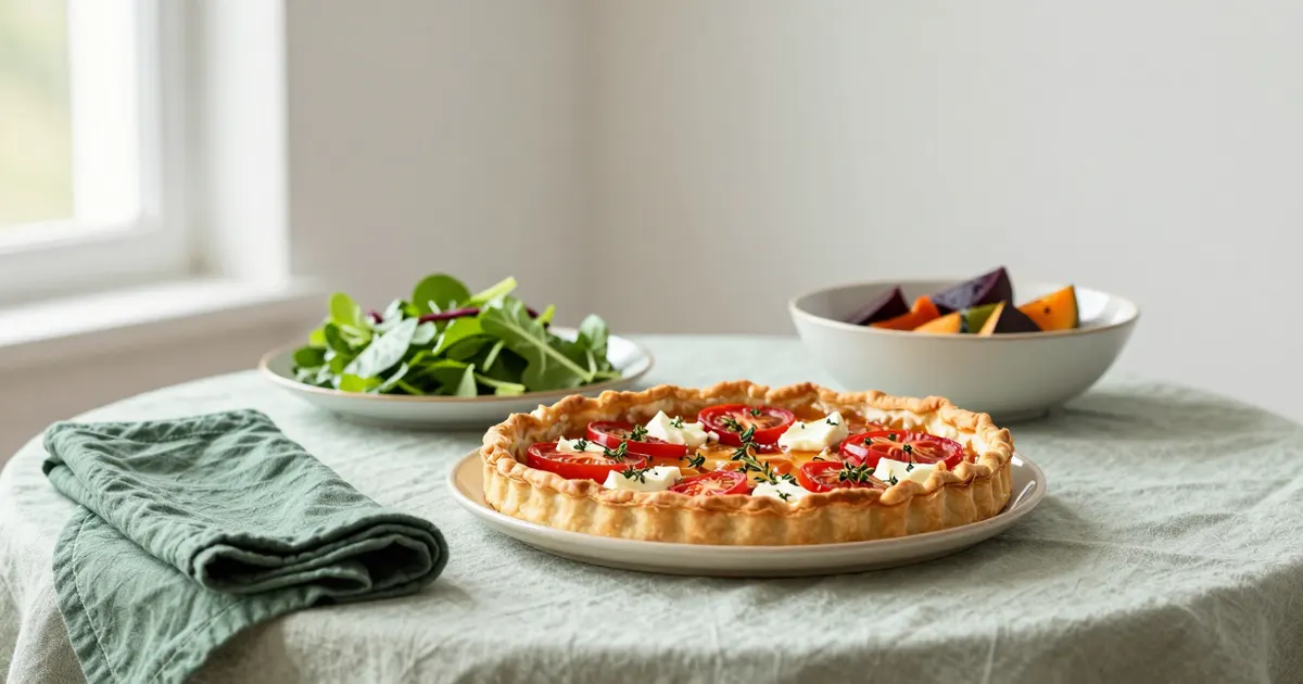 AI-generated photograph: vegetarian dishes on a table